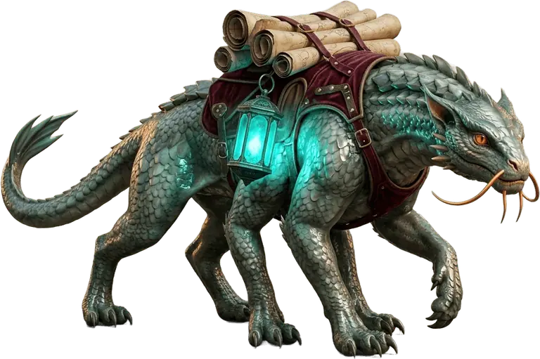 Lumina Sferza, la segugia-drago di giada a sei zampe con l'imbracatura da cartografa e le lanterne turchesi.